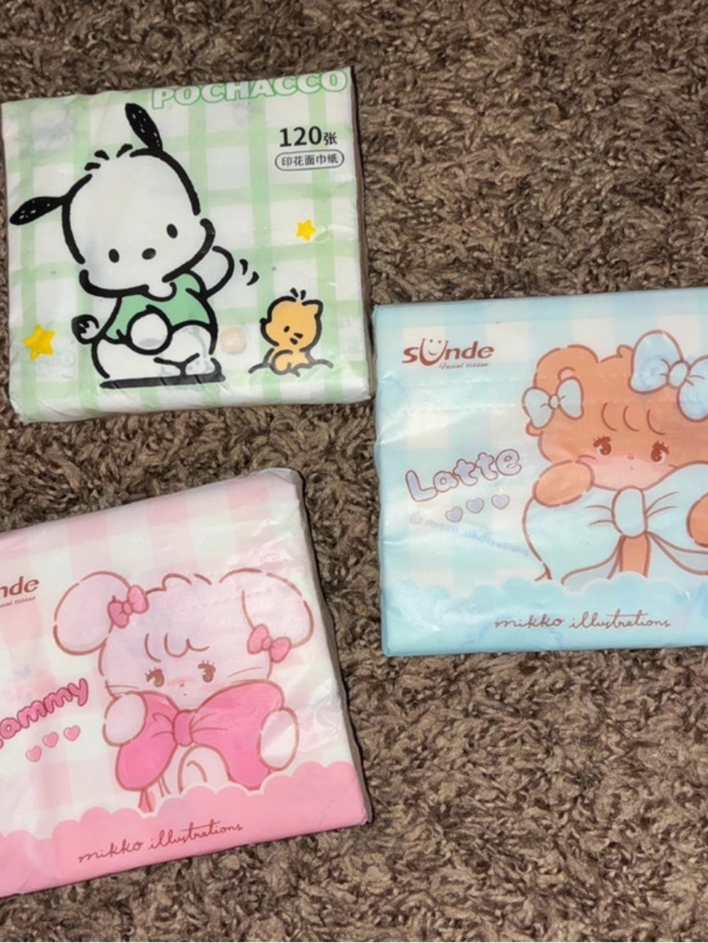 s/nde Women's Pocket Tissues - Pastel Blue, Pink, Green Cartoon Pack